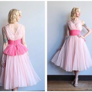 1960s pink party cocktail prom dress